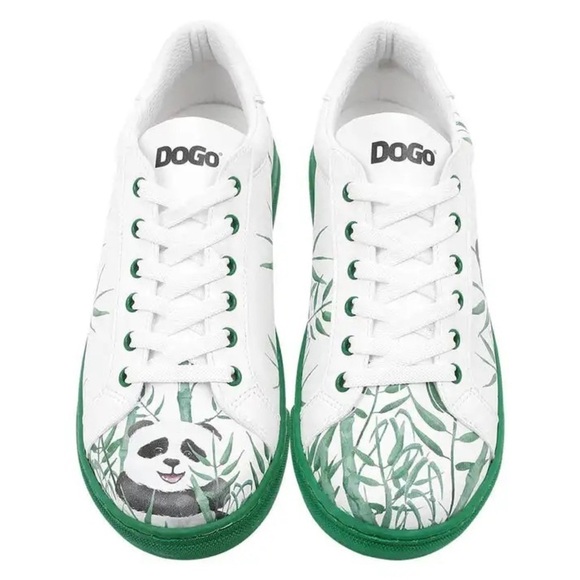 DOGO • Vegan Leather White Sneakers Bamboo Lover Panda Design - Picture 1 of 9